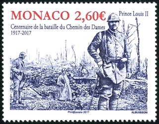 timbre de Monaco N° 3074 légende : Centenaire de la bataille du Chemin des Dames