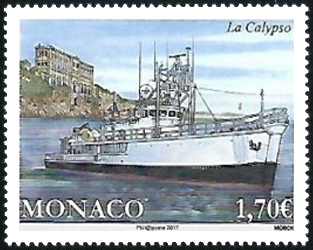 timbre de Monaco N° 3077 légende : Navire de la principauté, La Calypso