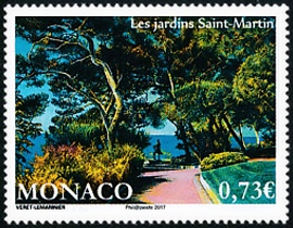 timbre de Monaco N° 3092 légende : Les jardins de Saint-Martin