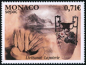 timbre de Monaco N° 3094 légende : L'Artisanat, la Poterie
