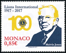 timbre de Monaco N° 3095 légende : Centenaire du Lions Club International