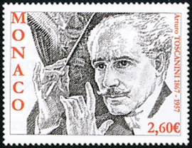 timbre de Monaco N° 3098 légende : 150ème anniversaire de la naissance d'Arturo Toscanini