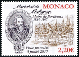 timbre de Monaco N° 3101 légende : Les anciens fiefs des Grimaldi -Maréchal de Matignon