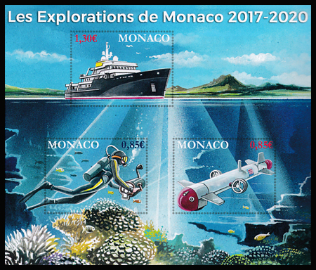 timbre de Monaco N° F3107 légende : Les Explorations de Monaco 2017-2020