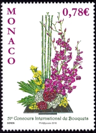 timbre de Monaco N° 3130 légende : 51ème concours international de bouquets