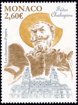 timbre de Monaco N° 3132 légende : Chanteur d'opéra, Fédor Chaliapine