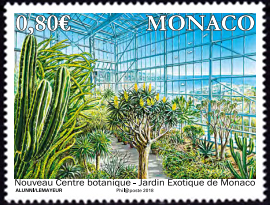 timbre de Monaco N° 3137 légende : Nouveau centre botanique du jardin exotique de Monaco
