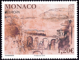 timbre de Monaco N° 3138 légende : Les ponts -Europa