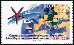 timbre de Monaco N° 3181 légende : Centenaire de la commission internationale pour l'exploration scientifique de la Méditerranée