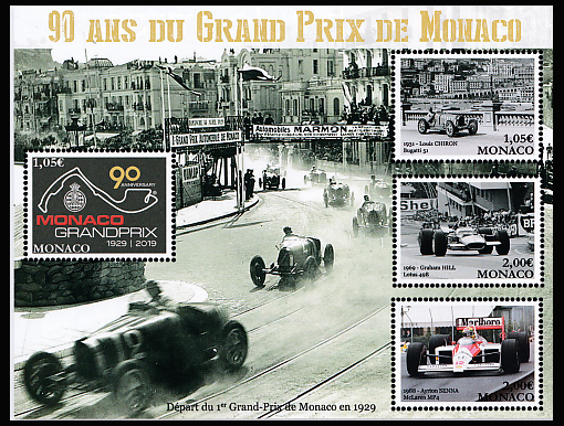 timbre de Monaco N° F3183 légende : 90 ans du Grand Prix de Monaco