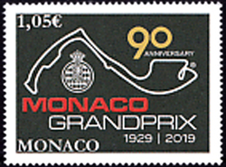 timbre de Monaco N° 3183 légende : 90 ans du Grand Prix de Monaco