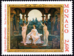 timbre de Monaco N° 3179 légende : Le nu dans l'art - Les Naïades