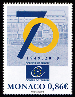 timbre de Monaco N° 3187 légende : 70 ans du Conseil de l'Europe
