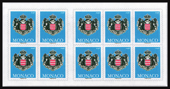 timbre de Monaco N° 3189 légende : Usage courant autoadhésif, carnet de 10 timbres