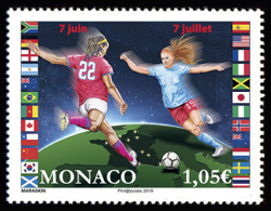 timbre de Monaco N° 3192 légende : Coupe du monde de Football Féminin en France