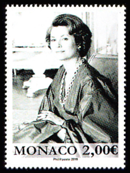 timbre de Monaco x légende : 90 ans de la princesse Grace de Monaco