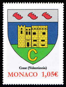 timbre de Monaco x légende : 2ème Rencontre des Sites historiques Grimaldi de Monaco