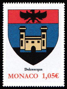 timbre de Monaco x légende : 2ème Rencontre des Sites historiques Grimaldi de Monaco