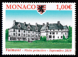 timbre de Monaco x légende : Les Anciens fiefs des Grimaldi - Valmont