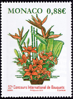 timbre de Monaco N° 3174 légende : Concours international de bouquets