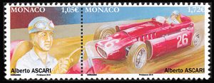timbre de Monaco N° 3170 légende : Pilote mythique de F1 - Alberto Ascari