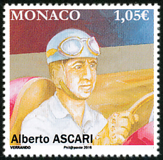 timbre de Monaco N° 3169 légende : Pilote mythique de F1 - Alberto Ascari