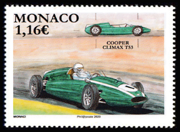 timbre de Monaco x légende : Cooper Climax T53