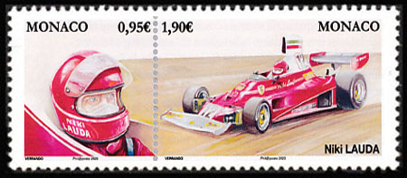 timbre de Monaco x légende : Niki Lauda