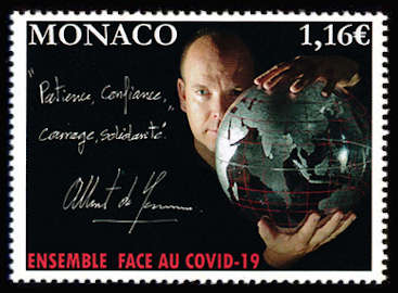 timbre de Monaco x légende : Ensemble face au COVID-19
