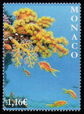 timbre de Monaco x légende : Musée océanographique de Monaco - Le Corail