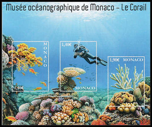 timbre de Monaco x légende : Musée océanographique de Monaco - Le Corail