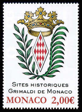 timbre de Monaco x légende : Sites historiques Grimaldi de Monaco