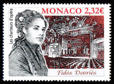 timbre de Monaco x légende : Les chanteurs d'Opéra - Fidès Devriès