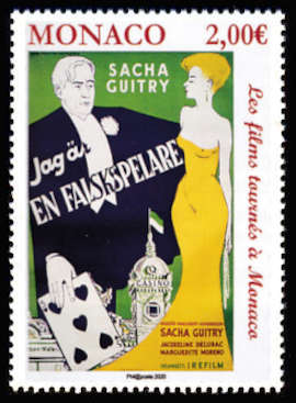 timbre de Monaco x légende : Films tournés à Monaco (le roman d'un tricheur)