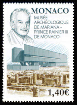 timbre de Monaco x légende : Musée archéologique de Mariana