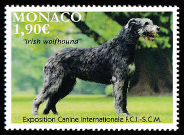 timbre de Monaco x légende : Exposition canine internationale FCI - SCM