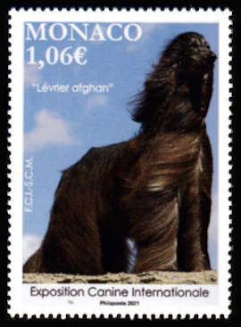 timbre de Monaco x légende : Exposition canine internationale 2021