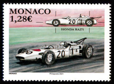 timbre de Monaco x légende : Voiture de course Honda RA271