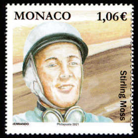 timbre de Monaco x légende : Pilote de légende : Stirling Moss