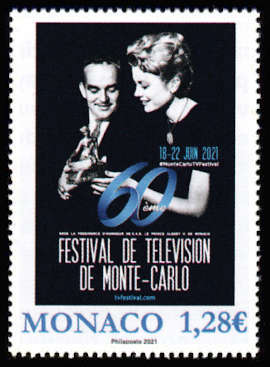 timbre de Monaco x légende : 60ème festival de télévision de Monte-Carlo