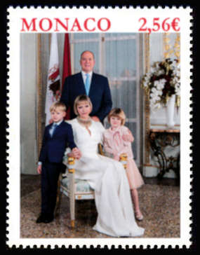 timbre de Monaco x légende : Photo officielle de la famille princière