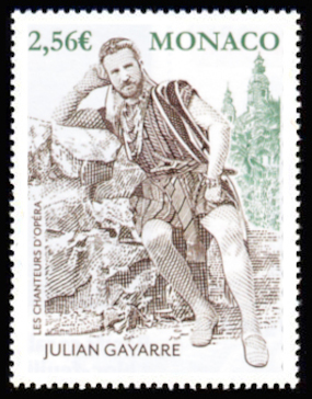 timbre de Monaco x légende : Julian Gayarre