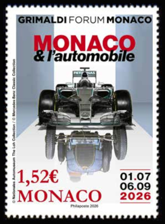 timbre de Monaco x légende : Monaco et l'automobile