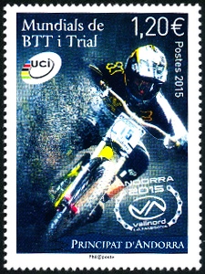 timbre Andorre N° 772 légende : Mondial de BTT et Trial