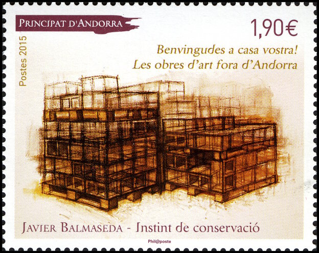 timbre Andorre N° 763 légende : Les œuvres d'art en dehors d'Andorre ''Instint de conservation''