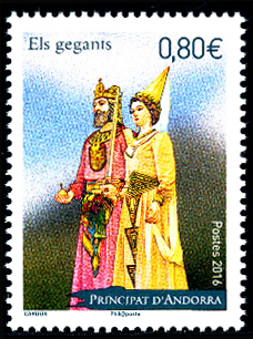 timbre Andorre N° 785 légende : Les Geants