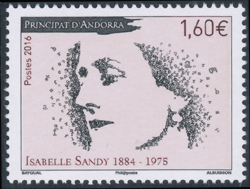 timbre Andorre N° 789 légende : Isabelle Sandy