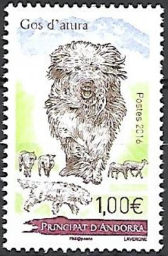 timbre Andorre N° 791 légende : Chien de Berger