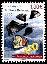 timbre Andorre N° 782 légende : 150 ans de la Nouvelle Réforme 1866