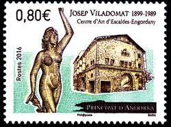 timbre Andorre N° 784 légende : Centre d'Art d'Esclades d'Engordany